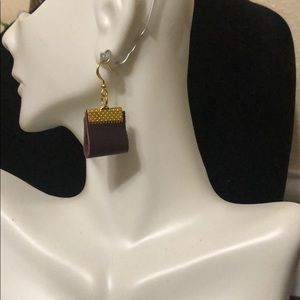 Burgundy leather earrings